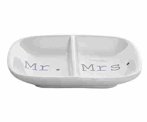 Creative Co-Op Ceramic Mr. and Mrs. Two Section Dish