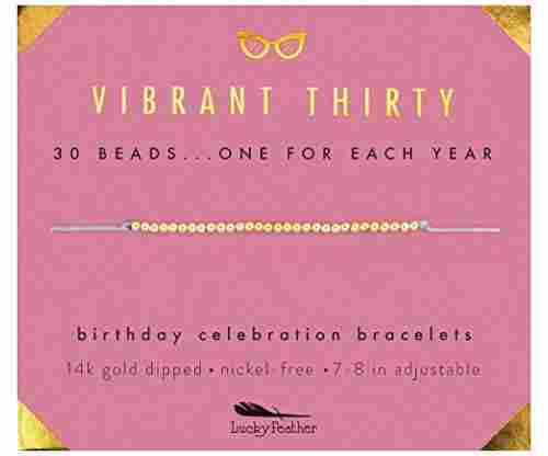 Vibrant Thirty Bday 14K Gold Dipped Beads Bracelet