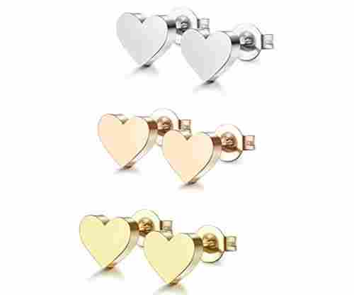 ORAZIO 1-6 Pairs Stainless Steel Heart Stud Earrings