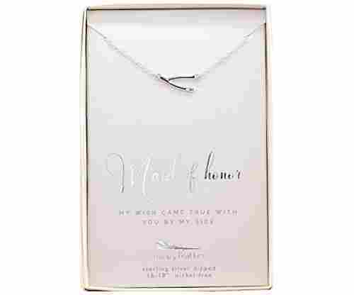 Lucky Feather Sterling Silver Dipped Maid of Honor Necklace