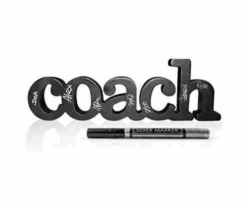 Coach Wood Word Silver Pen and Word Sign