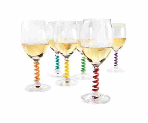 Stem Spring: Set of 6 Multicolored Wine Glass Markers
