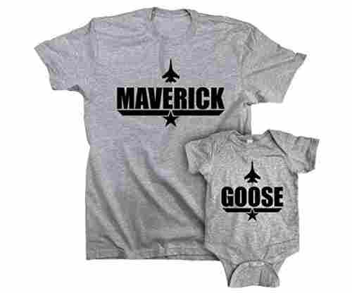Maverick and Goose Top Gun Father Son Combo T-Shirt and Romper Set