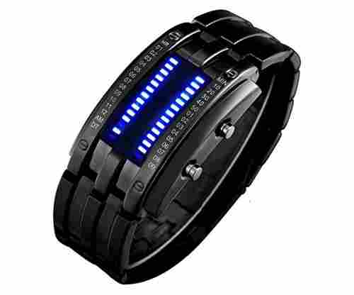 Binary Matrix Blue LED Digital Waterproof Watch