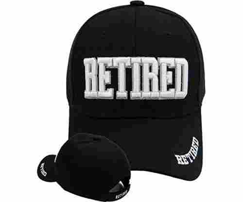 Retired Baseball Cap: Fun Black White Hat for Retirees