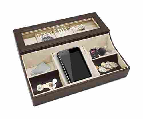 Personalized Leather Valet Tray Box