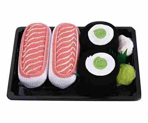 Sushi Socks Box – Two Pairs Salmon and Cucumber Maki