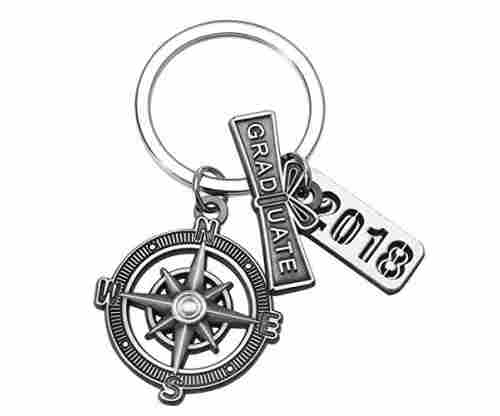 Graduation Keychain with Scroll, “2018” Charm and Compass