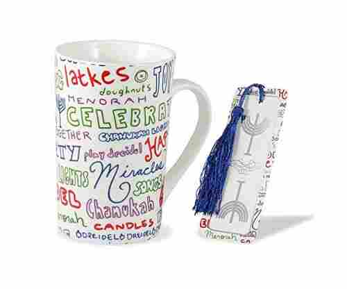 Zion Judaica Chanukah Mug and Bookmark Gift Set