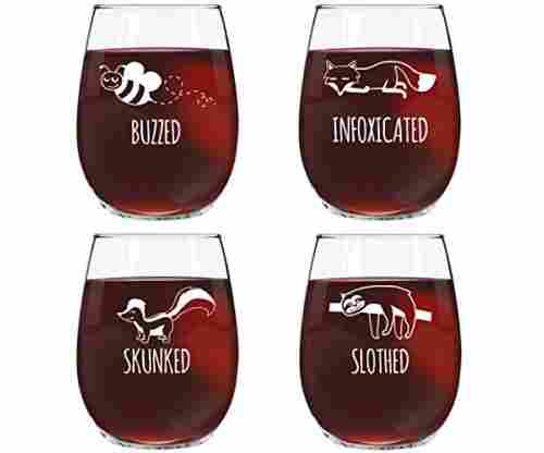 Funny Stemless Wine Glass Set