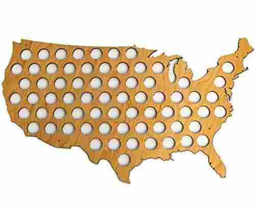 USA Beer Cap Map – Glossy Wood Bottle Cap Holder