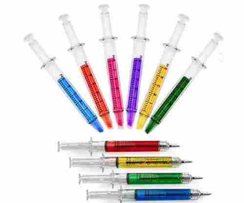 BestGrew 4 Syringe Pens + 6 Syringe Highlighters and Fluorescent Needle Pen