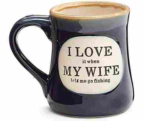 “I Love My Wife” Porcelain 18 oz Fishing Coffee Mug