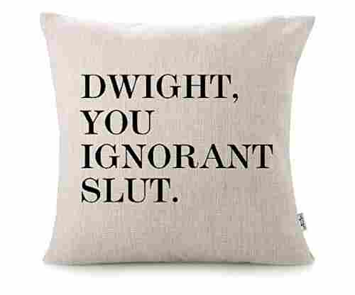 CHICCAT Cotton Linen Throw Pillow Case – Dwight, You Ignorant S…”