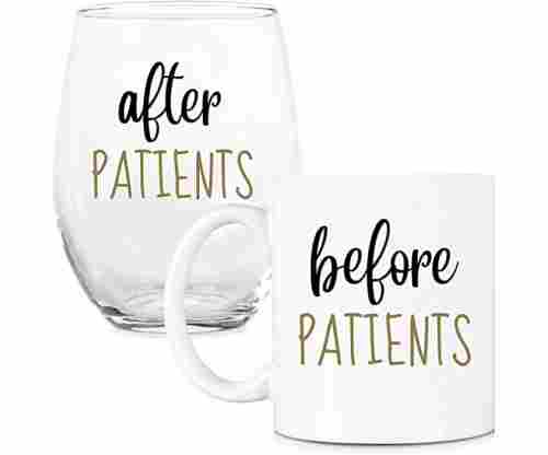 Before Patients, After Patients Coffee Mug & Stemless Wine Glass Set