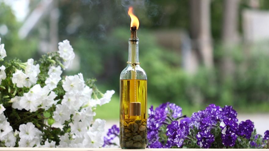 How to Make a Wine Bottle Tiki Torch Perfect for Garden Parties